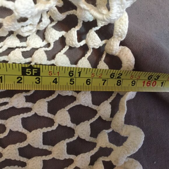 Lace Tablecloth Handmade Crochet  62" Sq Ivory Cotton Farmhouse Cottagecore - Picture 4 of 7